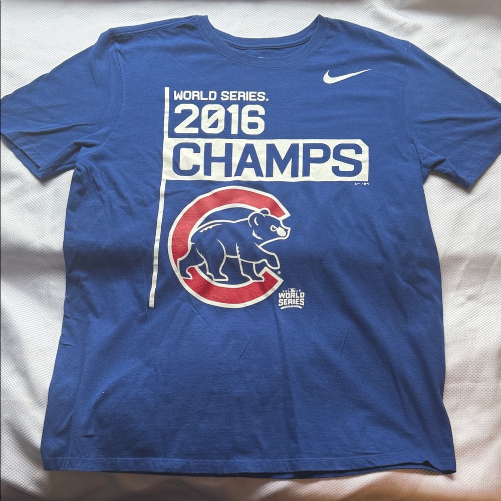 Nike Blue 2016 World Series Chicago Cubs Champs Tee - Large